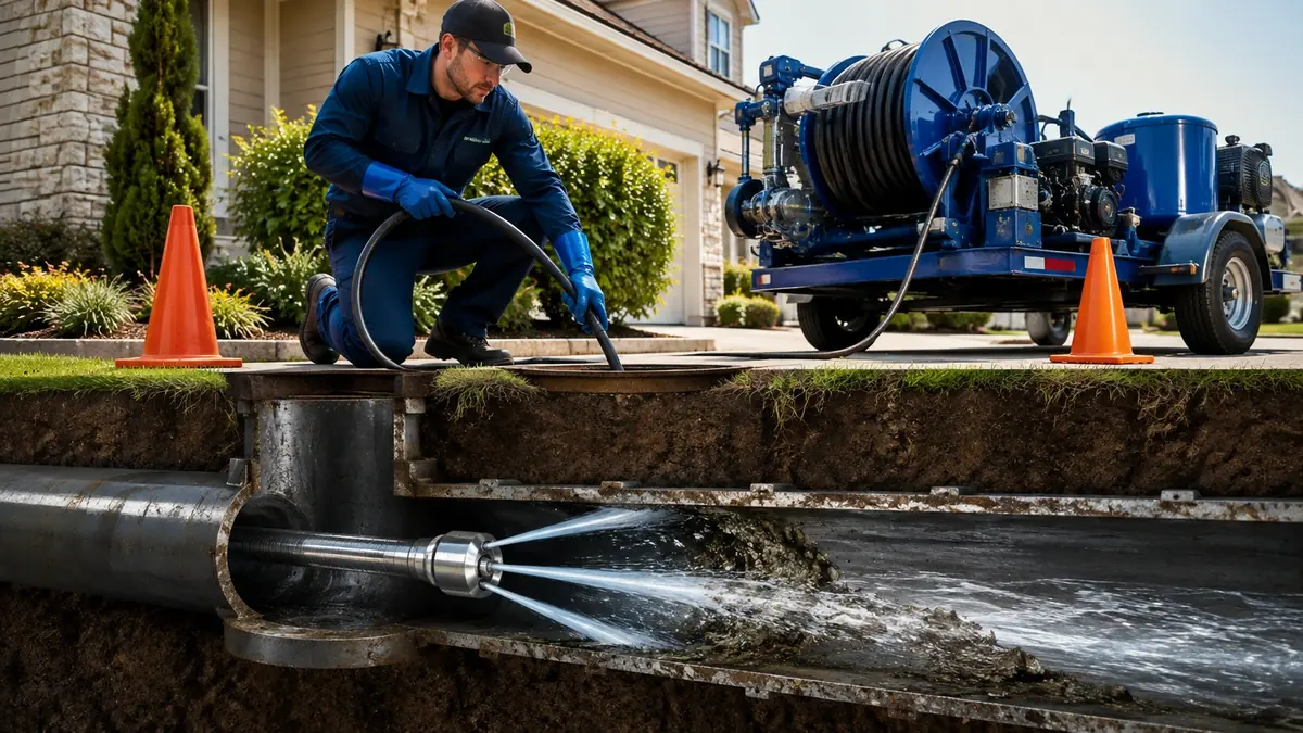 Main Sewer Line Hydro Jet Cleaning in Prather
